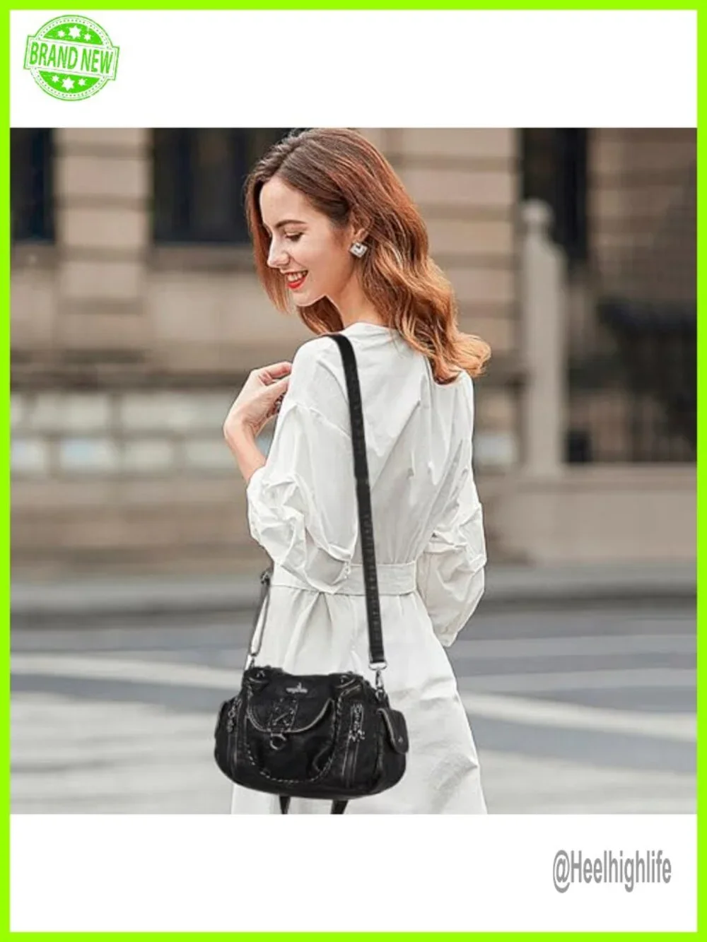 Vegan Leather Hobo Shoulder Bag Crossbody Tote Multi-Pocket Handbag